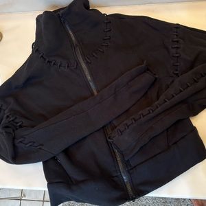ALO Yoga Black Zip-Up Jacket with Stitch Detailing